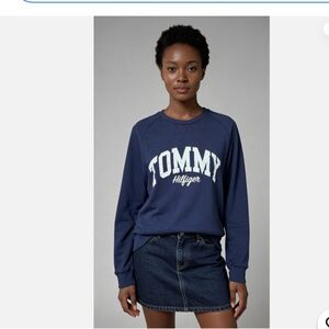 Cotton blend sweatshirt, Tommy Hilfiger logo crewneck pullover